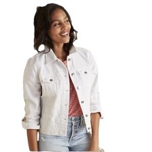 GAP Women’s White Denim Jacket Size Small Button Front Classic Jean